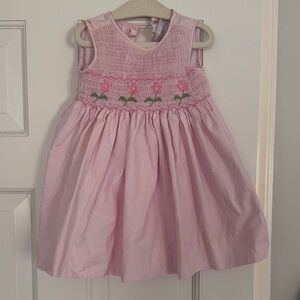 Girls' Pink Smocked Floral Party Dress